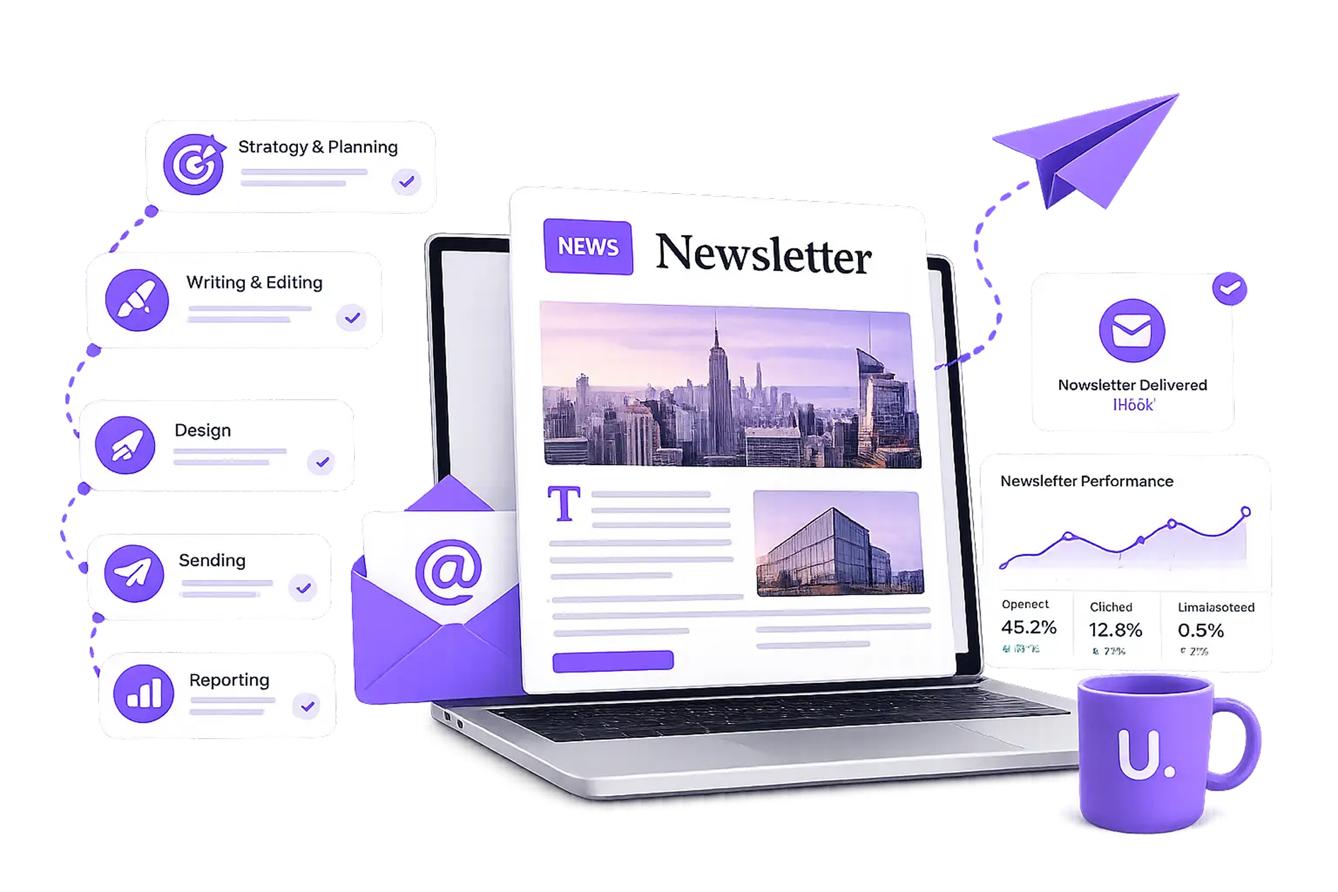 Newsletter management dashboard and inbox performance