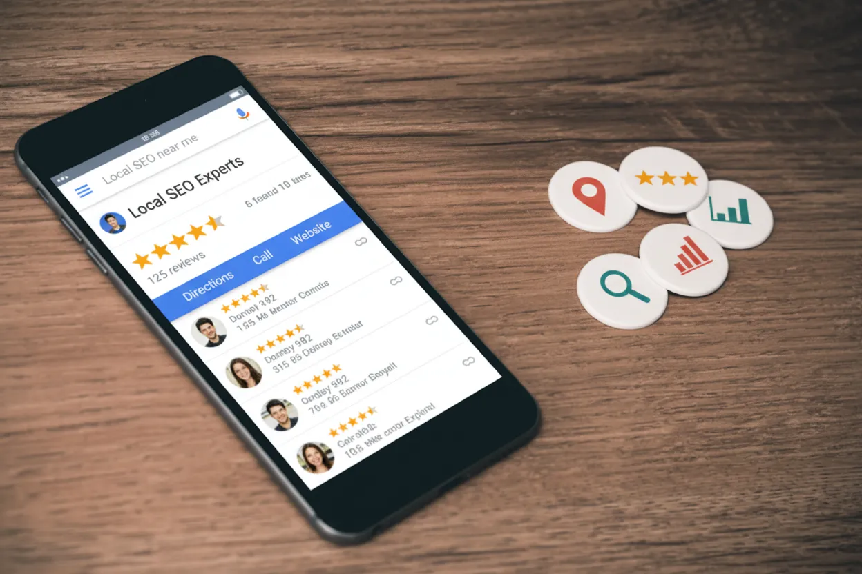 Local SEO results on a smartphone