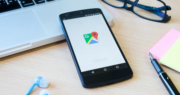 Smartphone showing Google Maps for Google Business Profile optimization