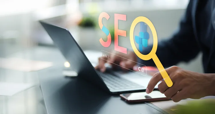 Local keyword research and on-page SEO on a laptop